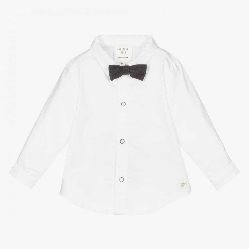 Carrément Beau-قميص أطفال ولادي قطن لون أبيض | Childrensalon Outlet