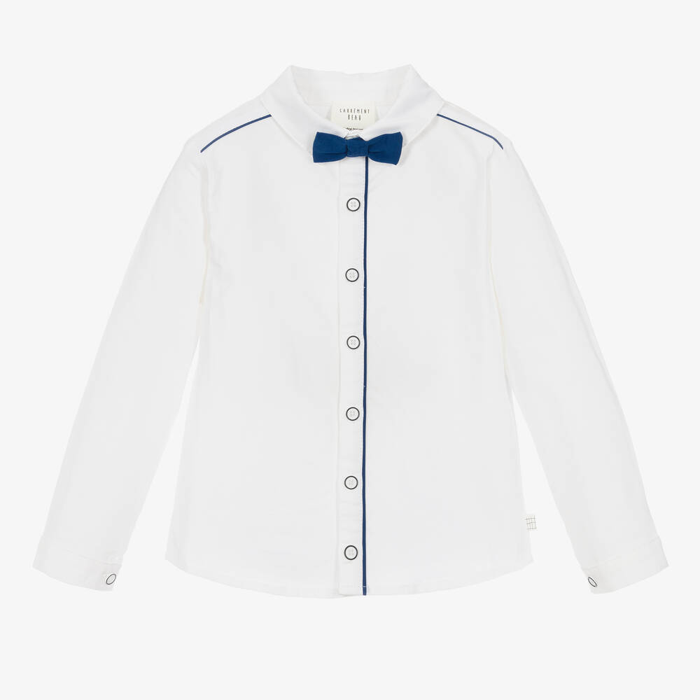 Carrément Beau - Boys White Cotton Shirt  | Childrensalon