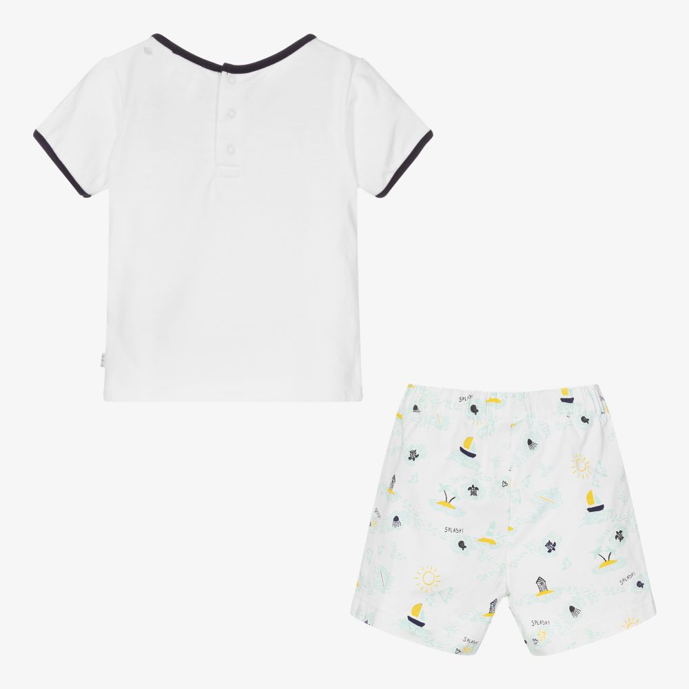 Carrément Beau-Boys White Cotton Shorts Set | Childrensalon Outlet
