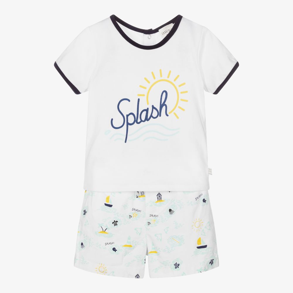 Carrément Beau - Weißes Baumwollshorts-Set (J) | Childrensalon