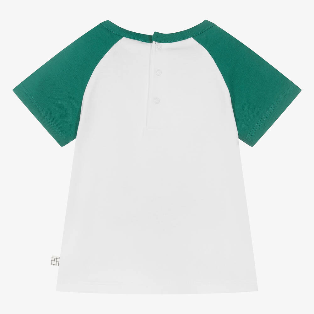 Carrément Beau-Boys White & Green Cotton Safari T-Shirt | Childrensalon Outlet