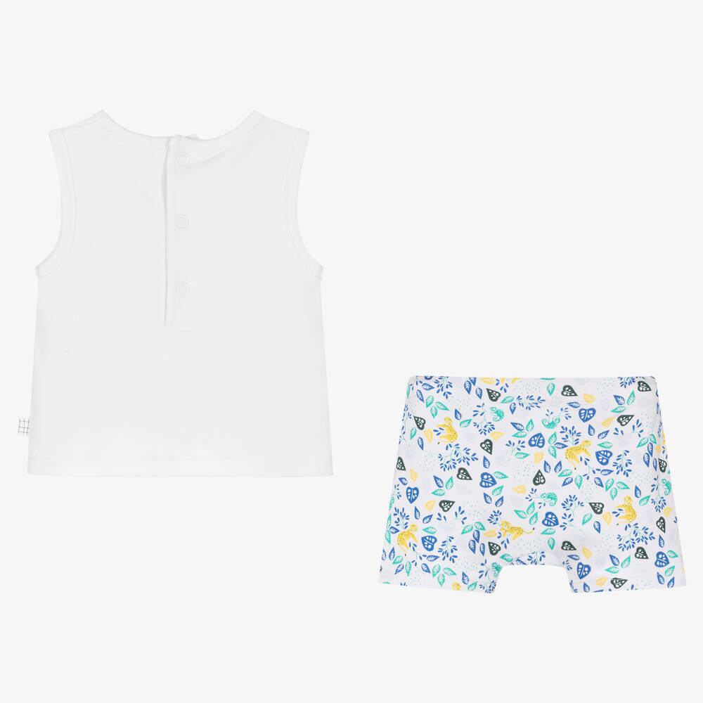 Carrément Beau-Boys White Jungle Pattern Shorts Set | Childrensalon Outlet