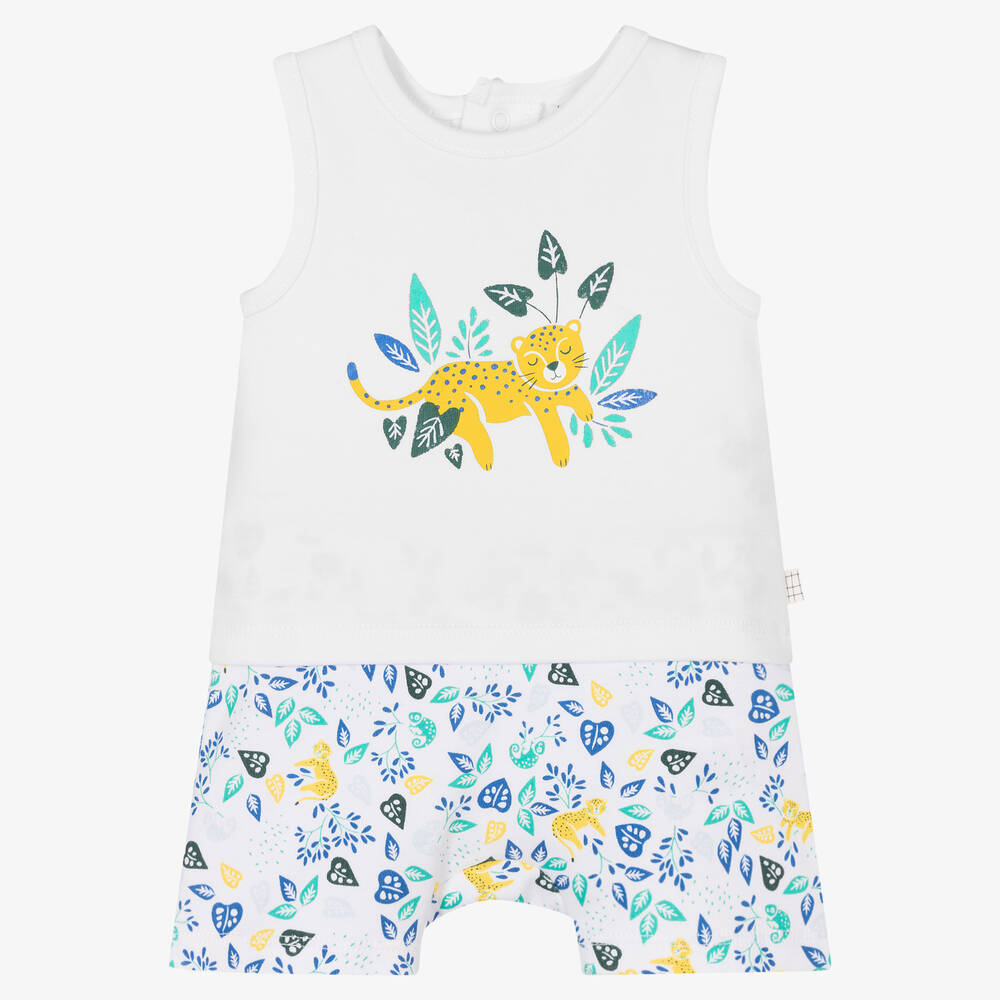 Carrément Beau-Boys White Jungle Pattern Shorts Set | Childrensalon Outlet