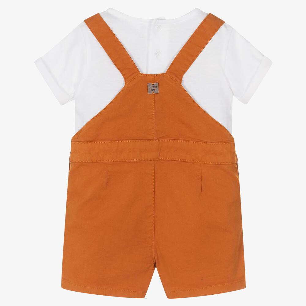 Carrément Beau-طقم دانغريز قطن تويل لون بني وأبيض للأولاد | Childrensalon Outlet