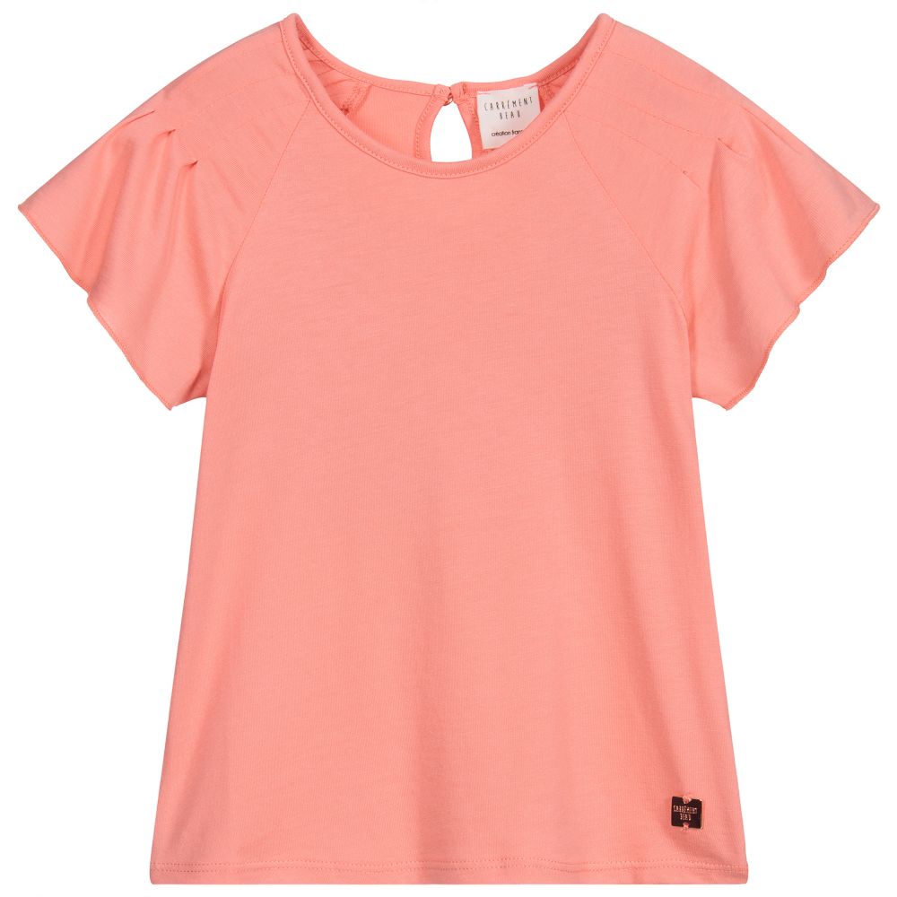 Carrément Beau - T-shirt rose corail en coton | Childrensalon