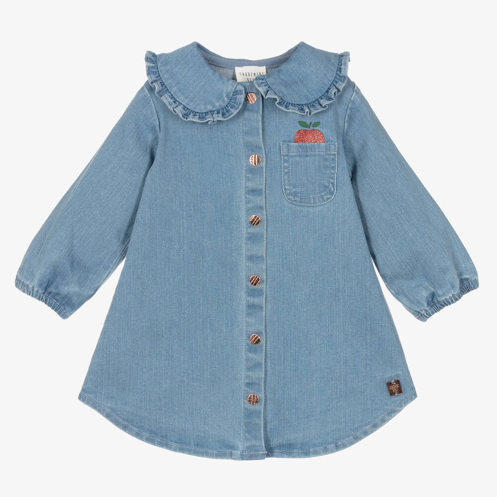 Carrément Beau - Girls Blue Denim Dress | Childrensalon