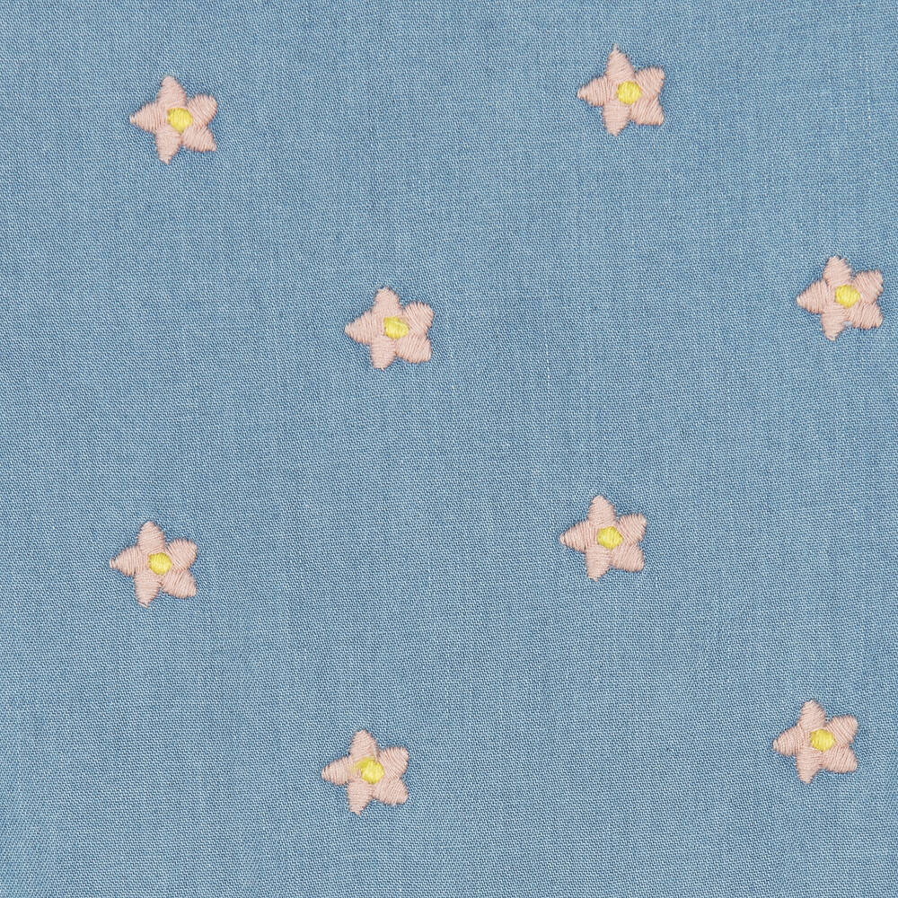 Carrément Beau-فستان قطن شامبري مطرز لون أزرق | Childrensalon Outlet