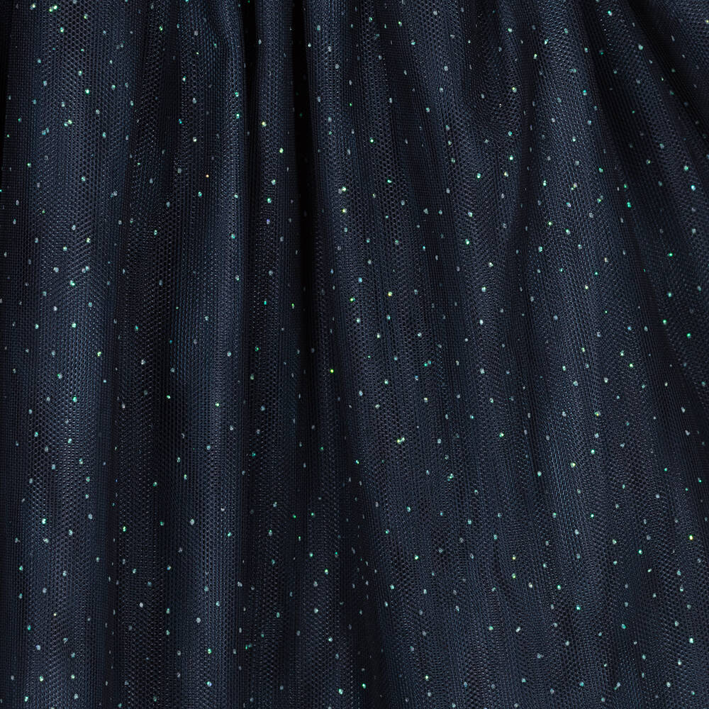 Carrément Beau-Синее трикотажное платье из тюля с блестками | Childrensalon Outlet