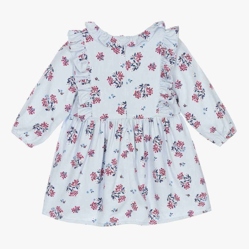 Carrément Beau-Girls Blue & Pink Floral Dress | Childrensalon Outlet
