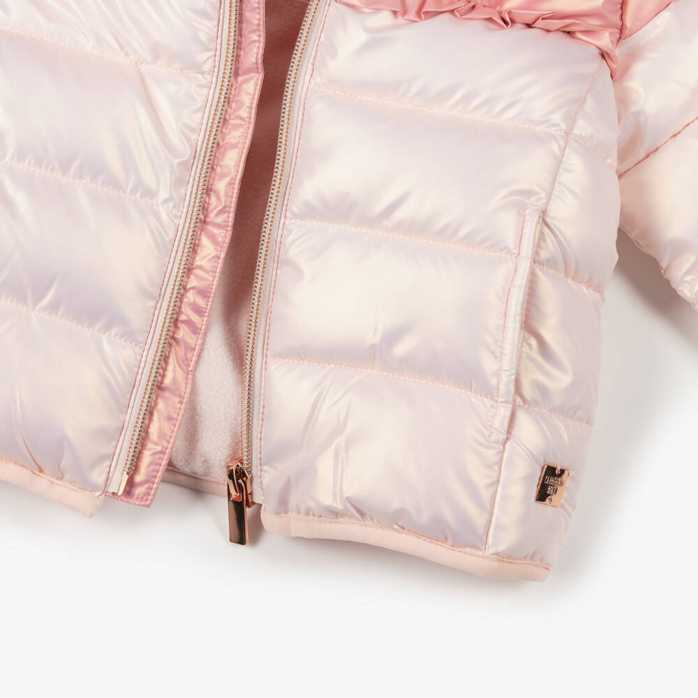 Carrément Beau-Girls Blush Hooded Quilted Coat | Childrensalon Outlet