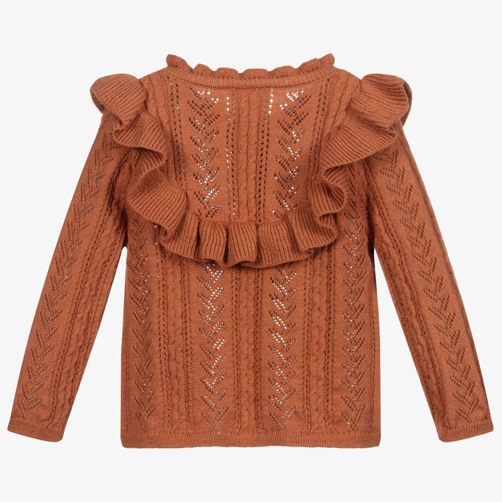 Carrément Beau-Girls Brown Knitted Cardigan | Childrensalon Outlet