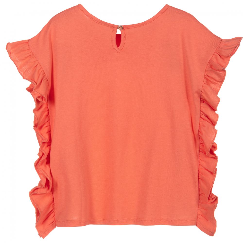 Carrément Beau-Girls Coral Orange T-Shirt | Childrensalon Outlet