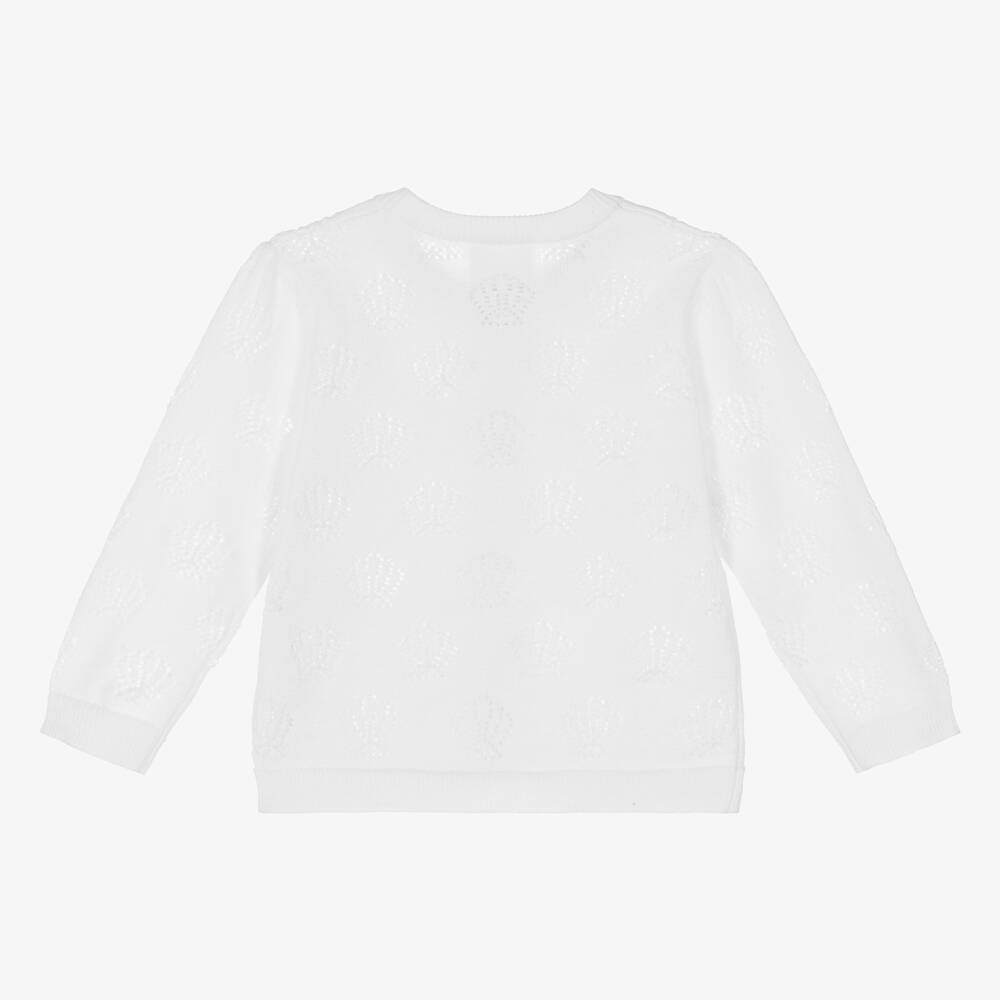 كاريمون بو-كارديغان قطن محبوك لون أبيض للبنات | Childrensalon Outlet