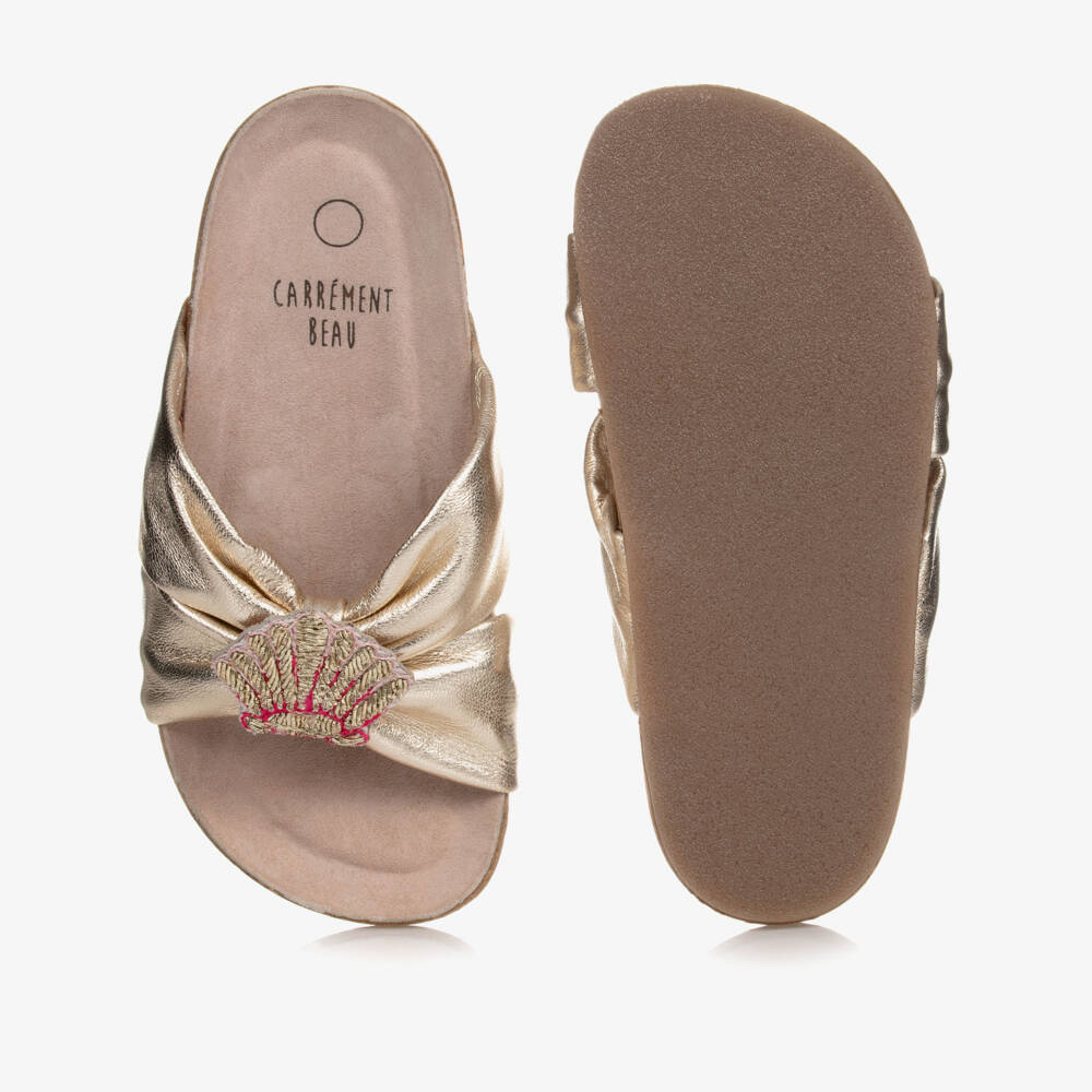 Carrément Beau-Girls Gold Shell Sliders | Childrensalon Outlet
