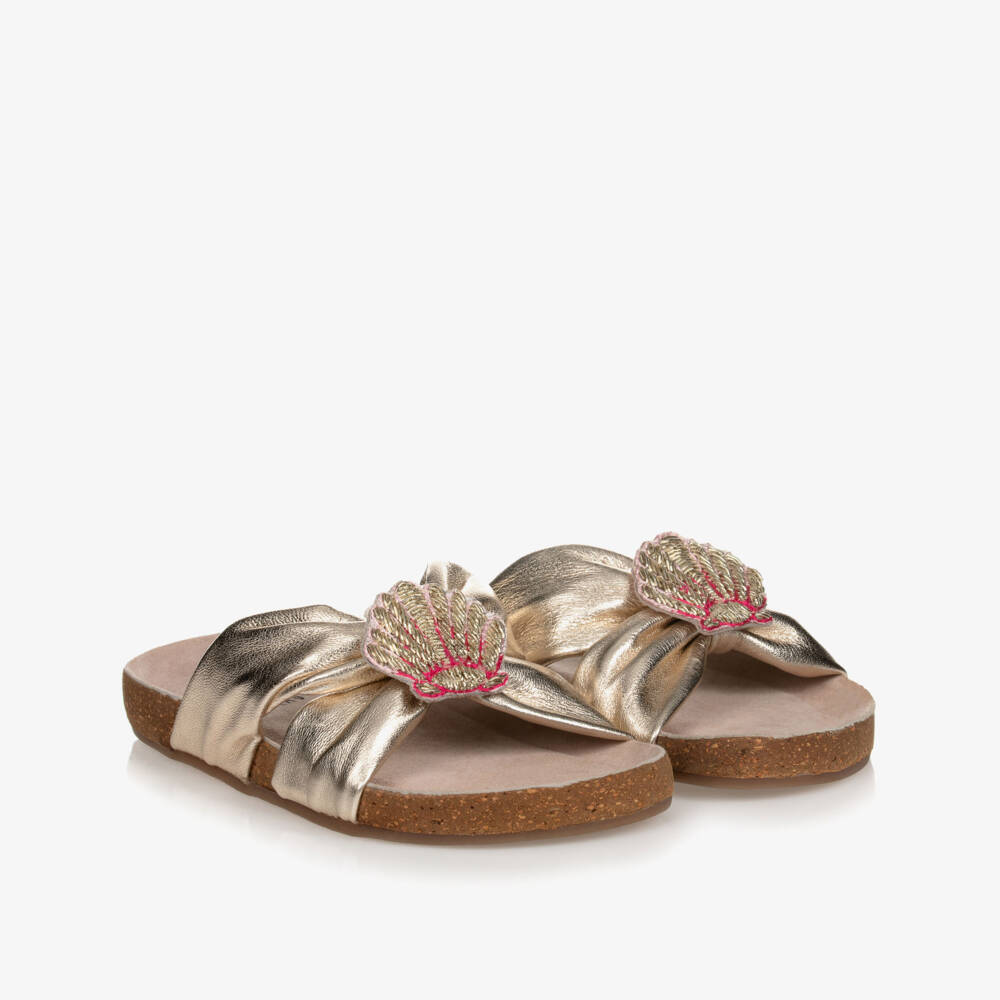 Carrément Beau-Girls Gold Shell Sliders | Childrensalon Outlet