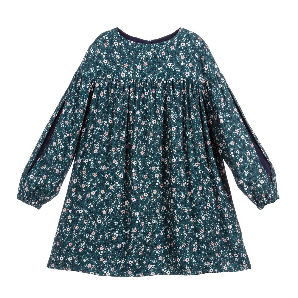Carrément Beau - Girls Green Floral Dress | Childrensalon