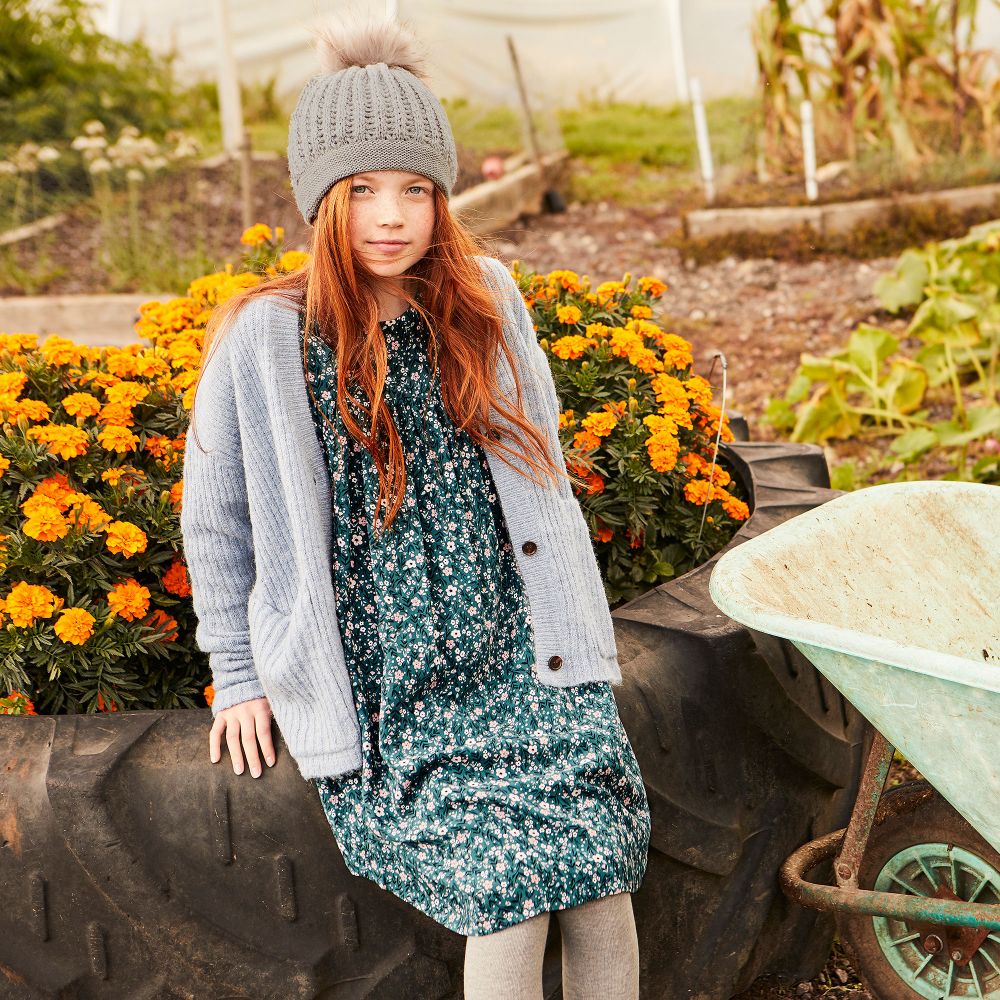 Girls green floral dress new arrivals