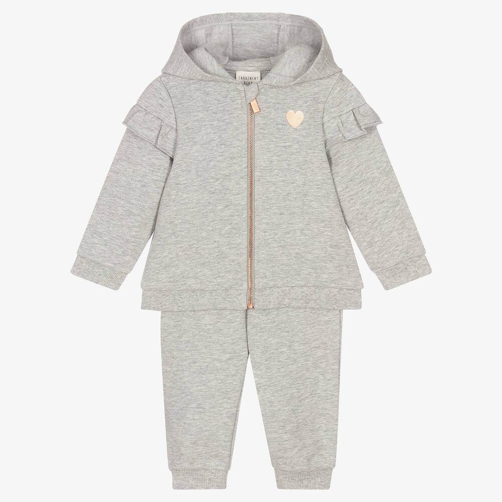 Carrément Beau - Girls Grey Frill Tracksuit | Childrensalon