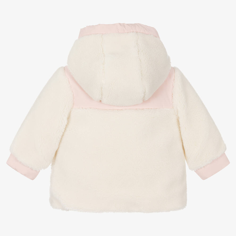 كاريمون بو-معطف فليس لون عاجي وزهري أطفال بناتي | Childrensalon Outlet