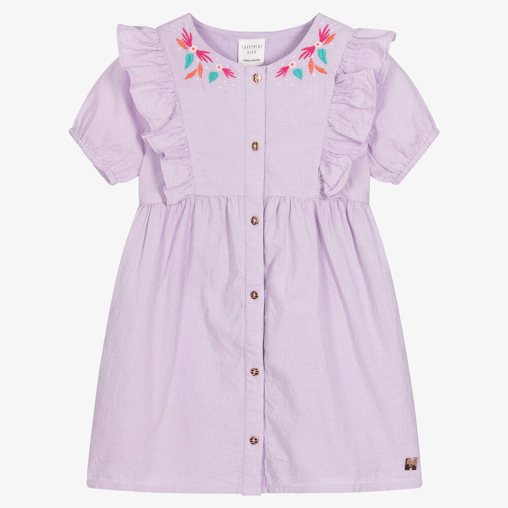 Carrément Beau - Robe lilas en coton fille | Childrensalon