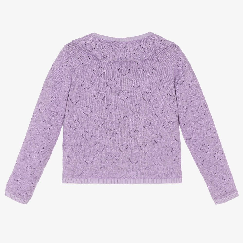 Carr ment Beau Girls Lilac Purple Knitted Cotton Cardigan