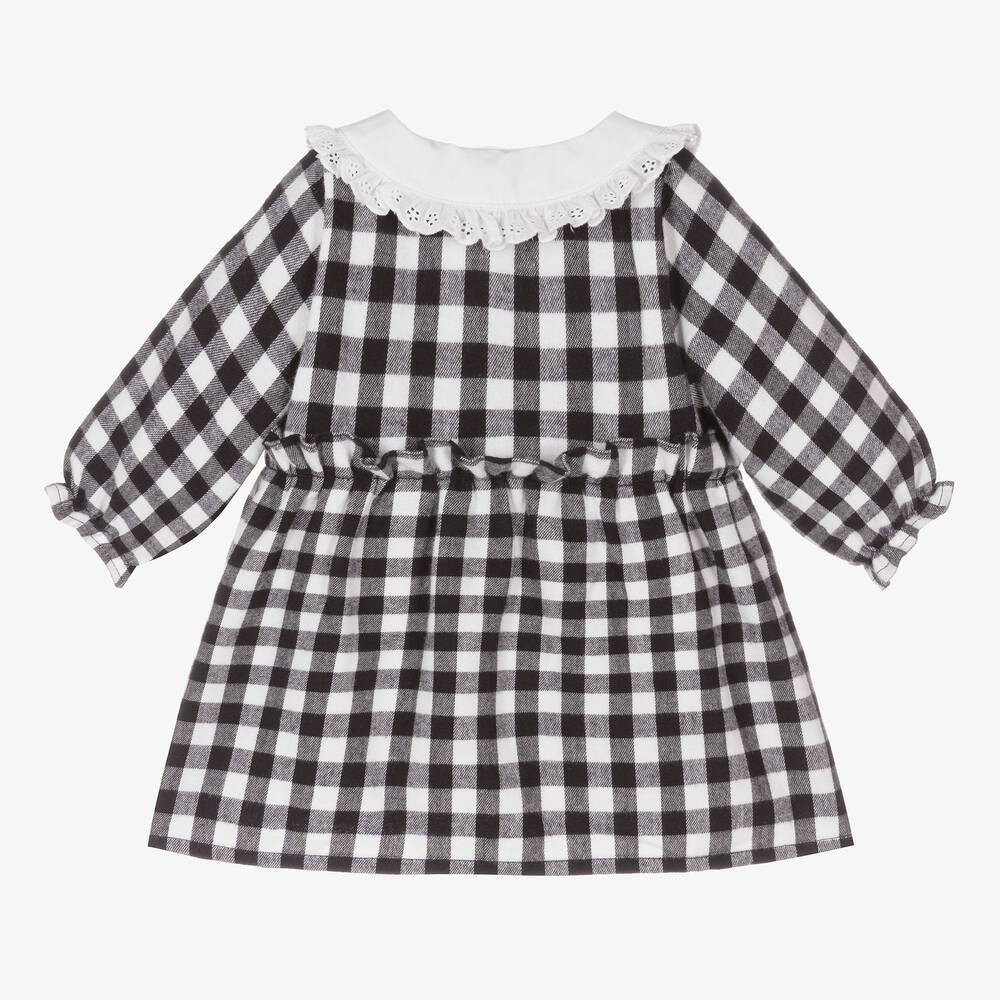 Carrément Beau-Girls Navy Blue Check Cotton Dress | Childrensalon Outlet