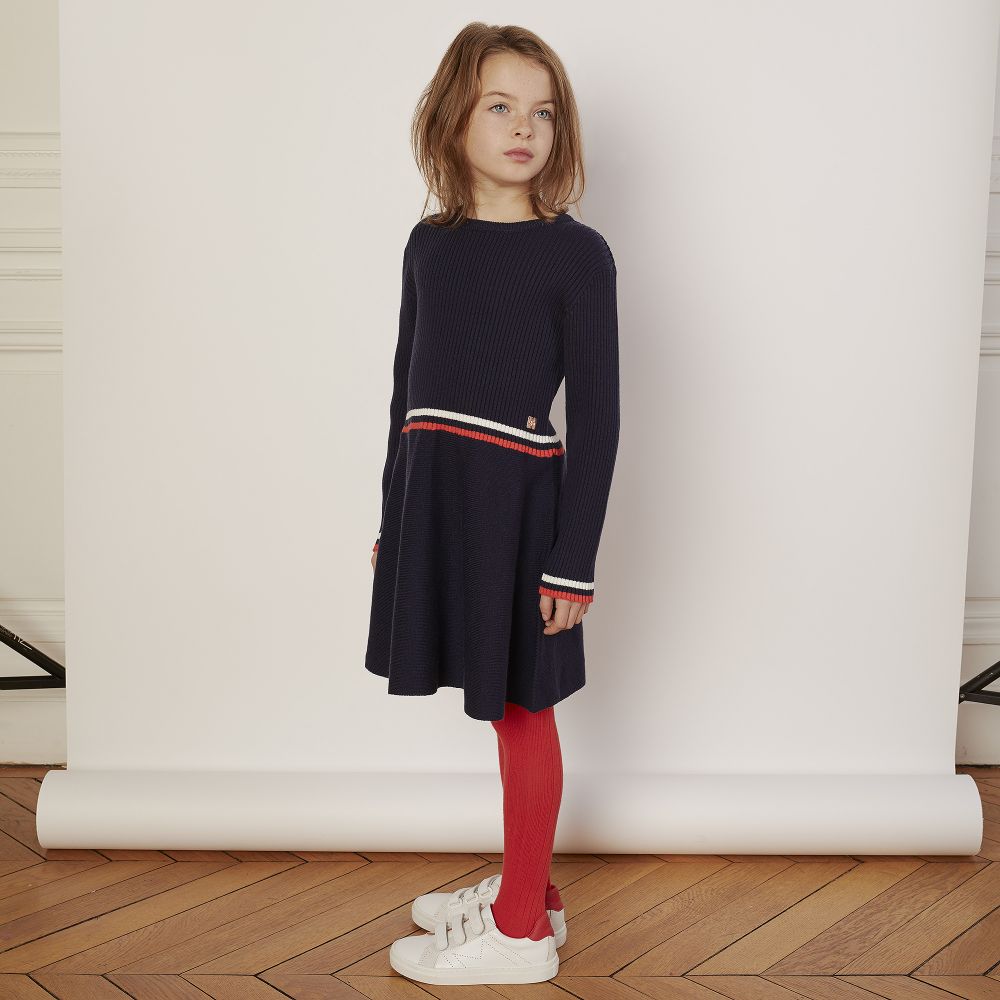 Carr ment Beau Robe bleu marine en maille Fille