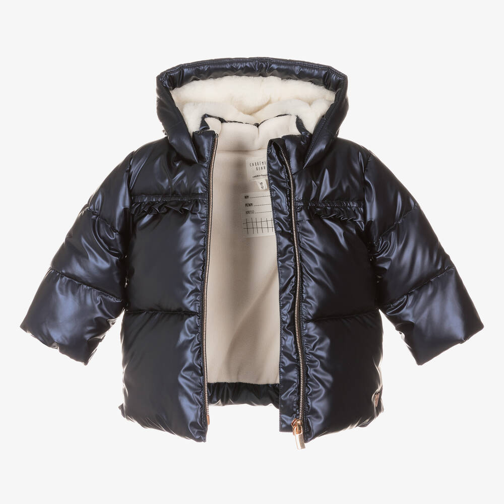 Carrement Beau Manteau a capuche bleu matelasse Childrensalon Outlet