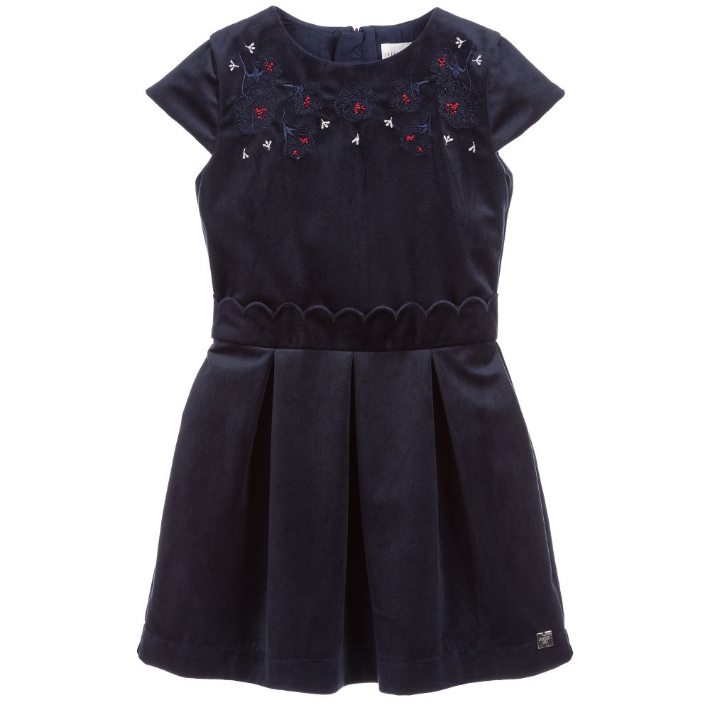 girls navy velvet dress