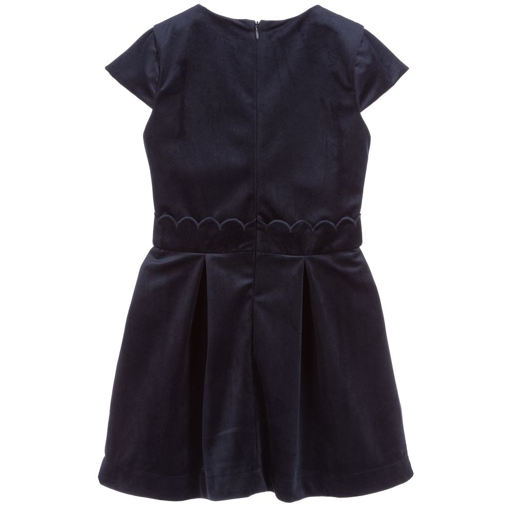 Carrément Beau-Girls Navy Blue Velvet Dress | Childrensalon Outlet