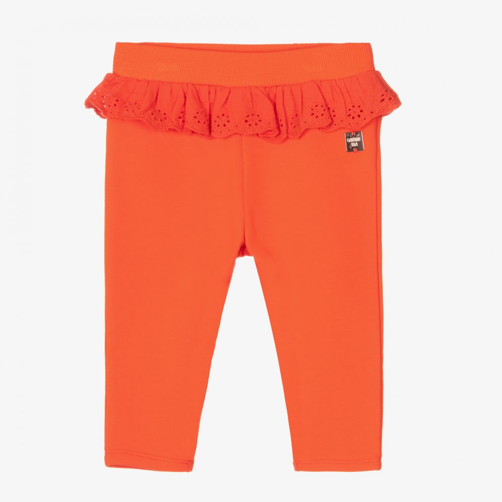 Carrément Beau - Girls Orange Cotton Trousers | Childrensalon