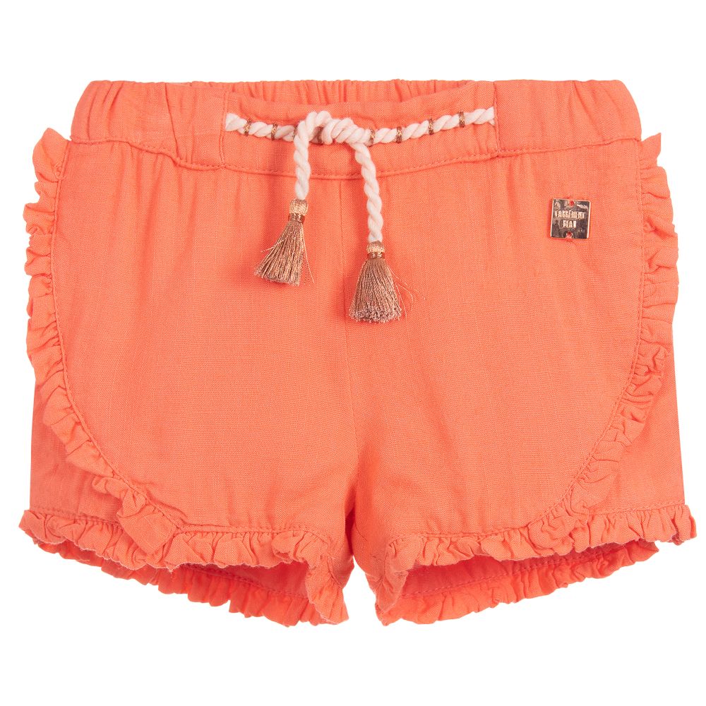 Carrément Beau - Girls Orange Frill Shorts | Childrensalon