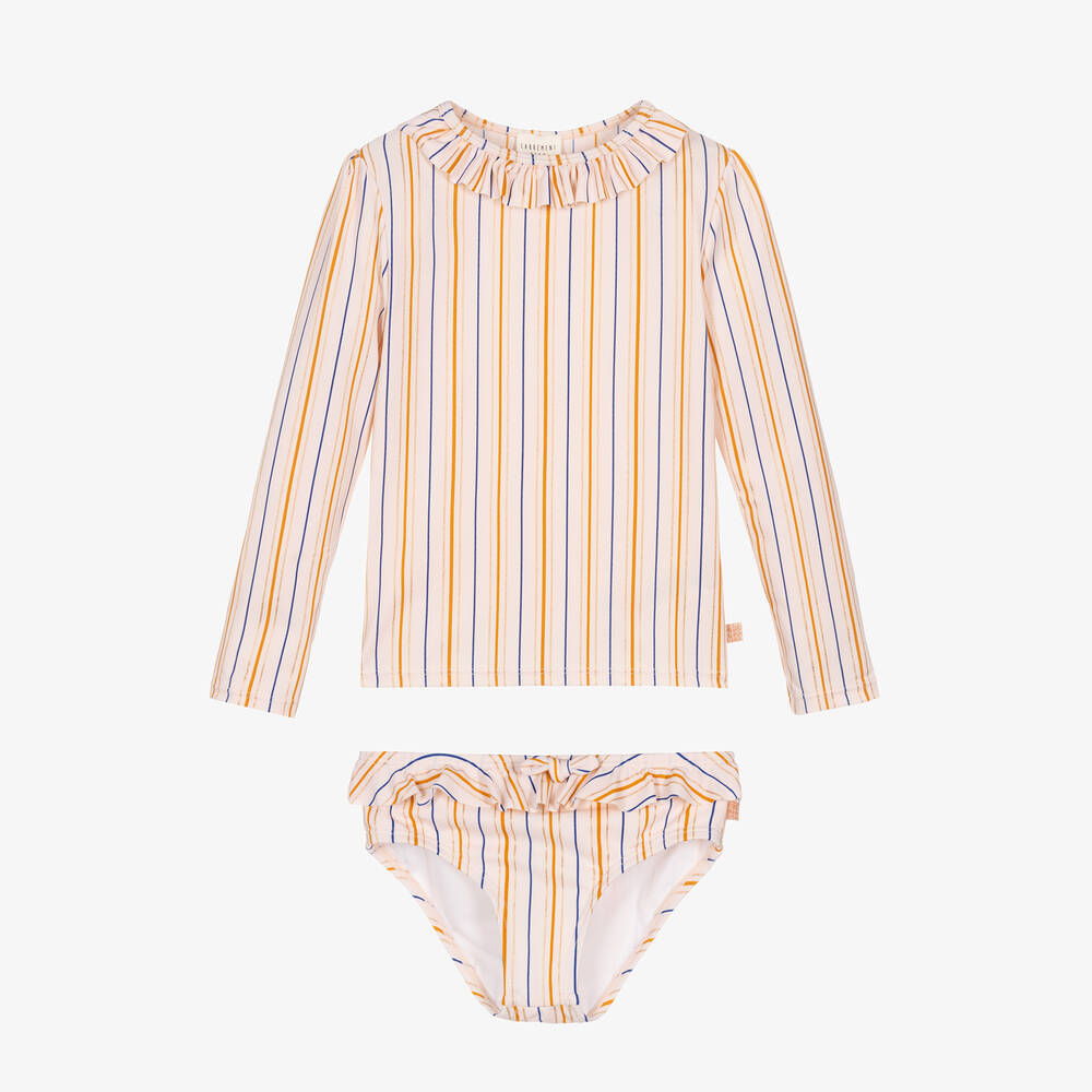 Carrément Beau-Girls Pale Pink Striped Tankini (UPF40+) | Childrensalon Outlet