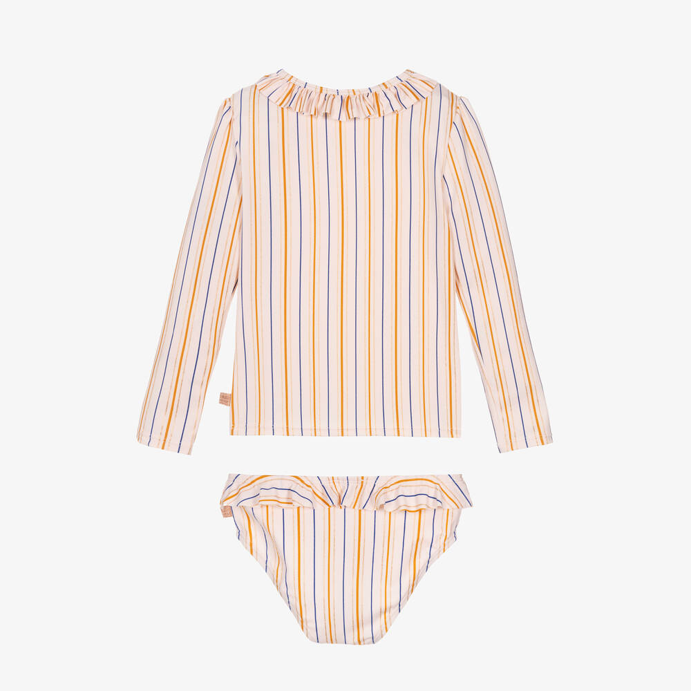 Carrément Beau-Girls Pale Pink Striped Tankini (UPF40+) | Childrensalon Outlet