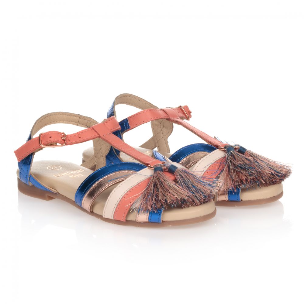 Carrément Beau - Girls Pink & Blue Sandals | Childrensalon