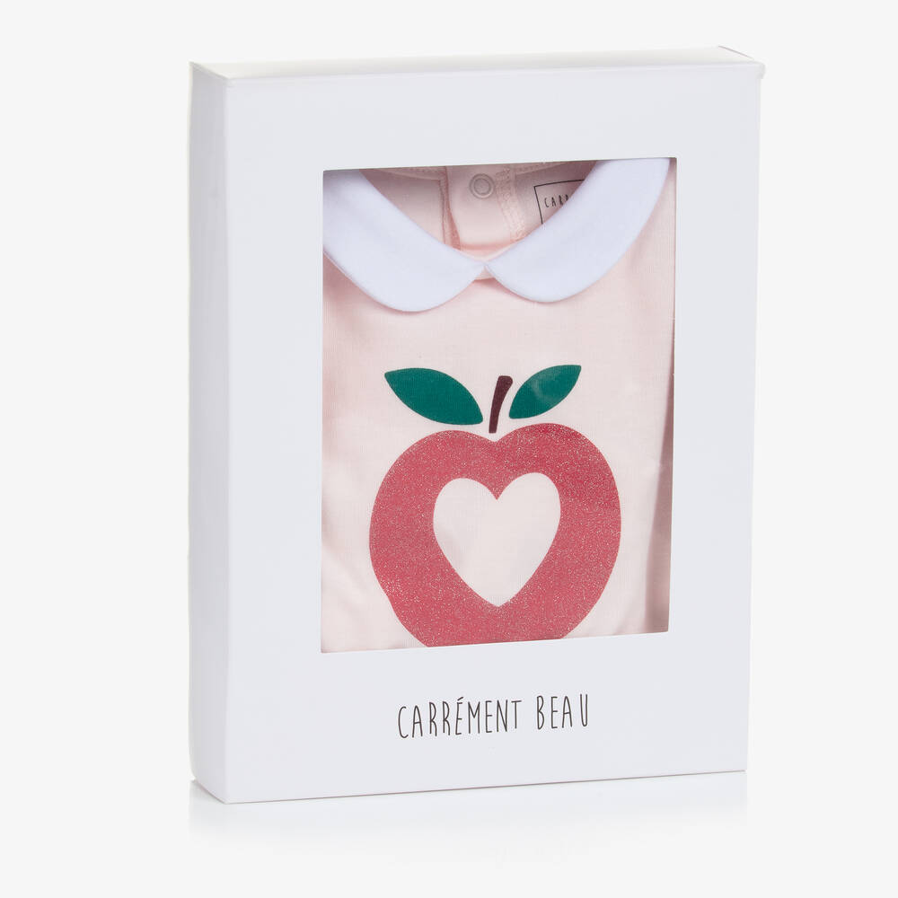 Carrément Beau-Розовый хлопковый комбинезон с яблоком | Childrensalon Outlet