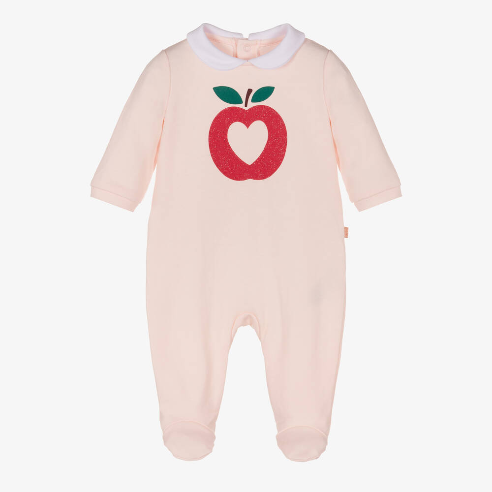Carrément Beau - Grenouillère rose en coton pomme | Childrensalon