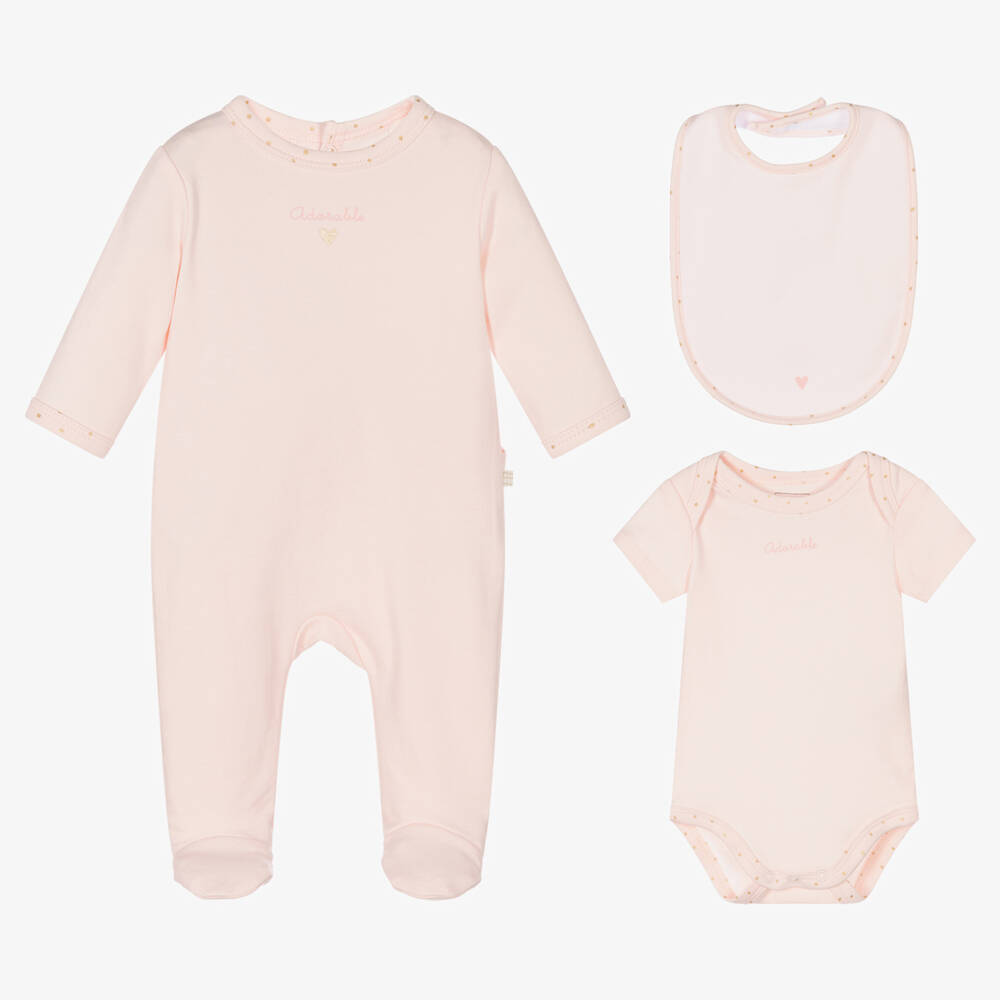 Carrément Beau - Girls Pink Cotton Babygrow Set | Childrensalon
