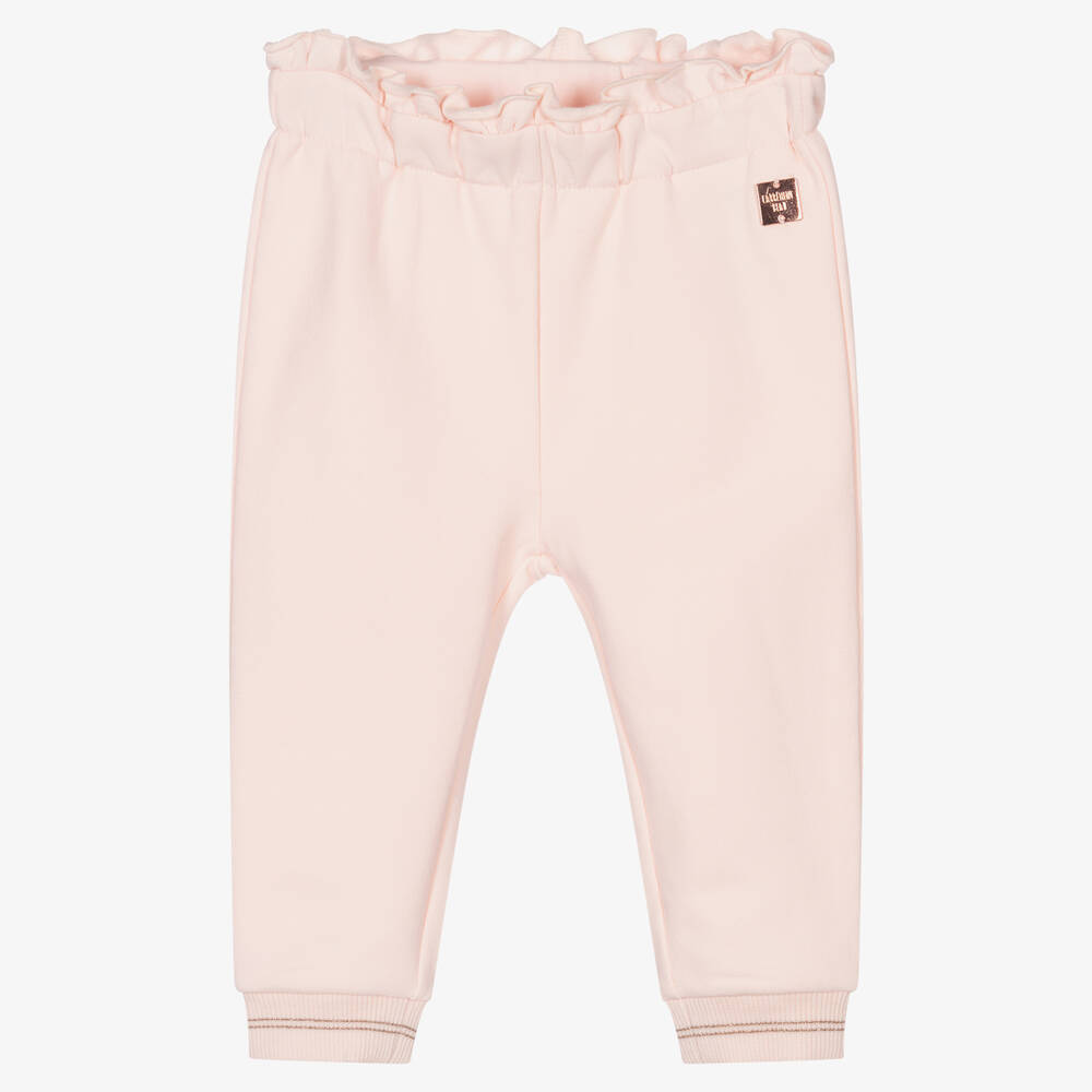 Carrément Beau - Girls Pink Cotton Joggers | Childrensalon