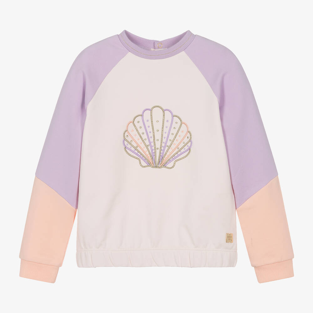 Carrément Beau-Girls Pink Cotton Seashell Sweatshirt | Childrensalon Outlet