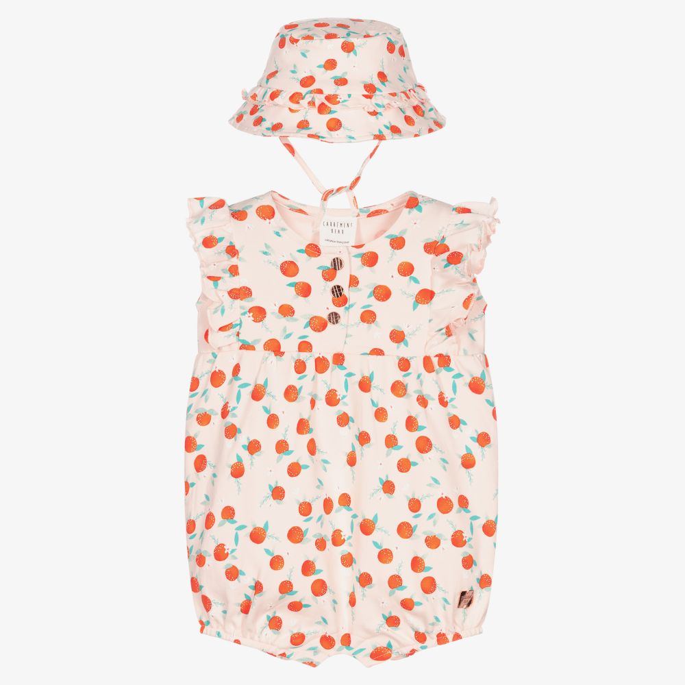 Carrément Beau-Розовый хлопковый песочник c чепчиком для девочек | Childrensalon Outlet