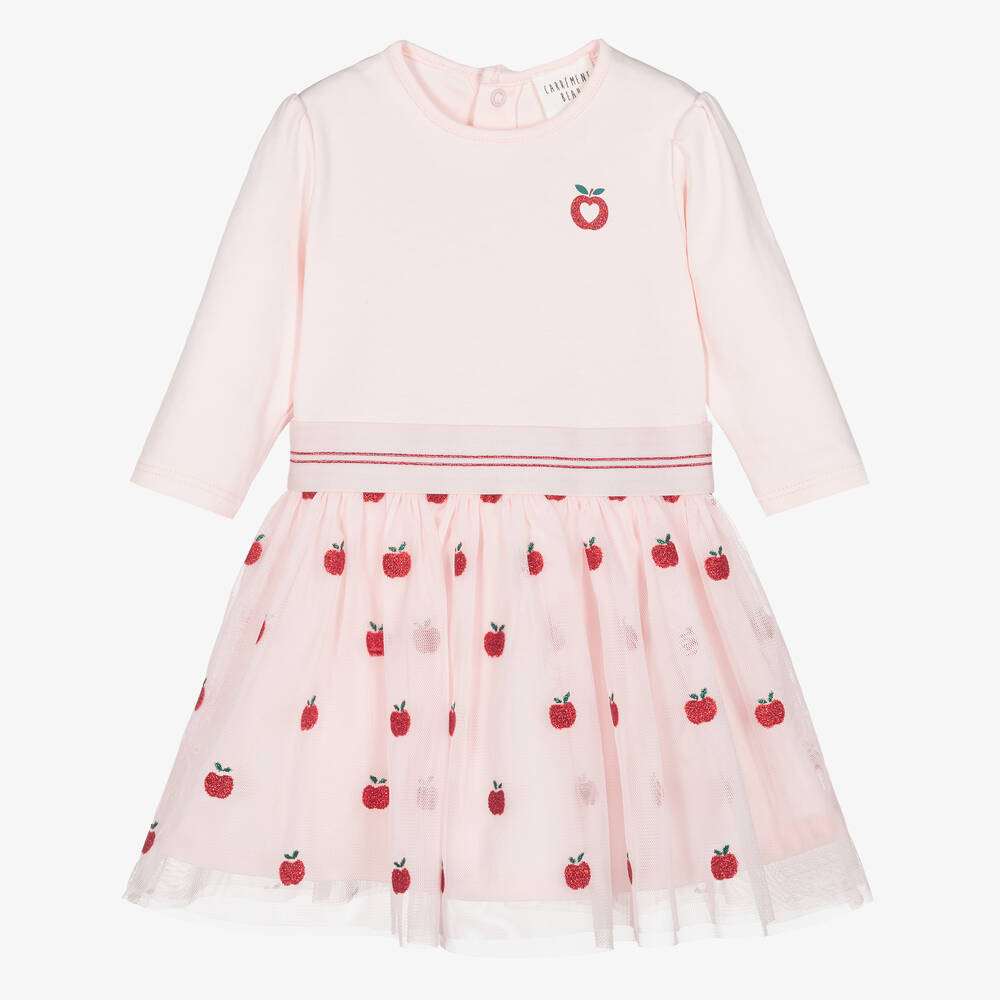 Carrément Beau - Robe rose en coton et tulle fille | Childrensalon