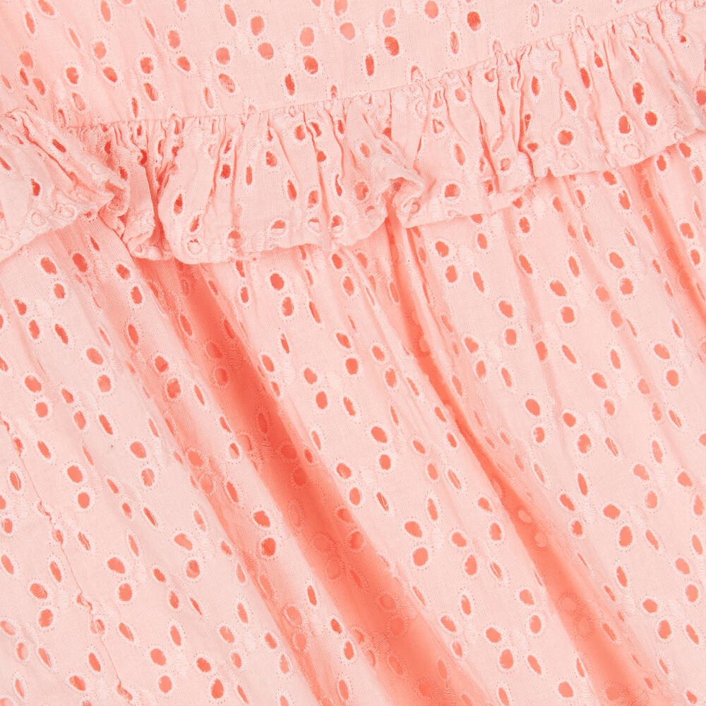 Carrément Beau-طقم فستان قطن فوال مطرز لون زهري | Childrensalon Outlet