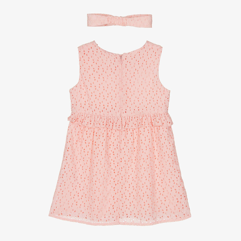 Carrément Beau-طقم فستان قطن فوال مطرز لون زهري | Childrensalon Outlet