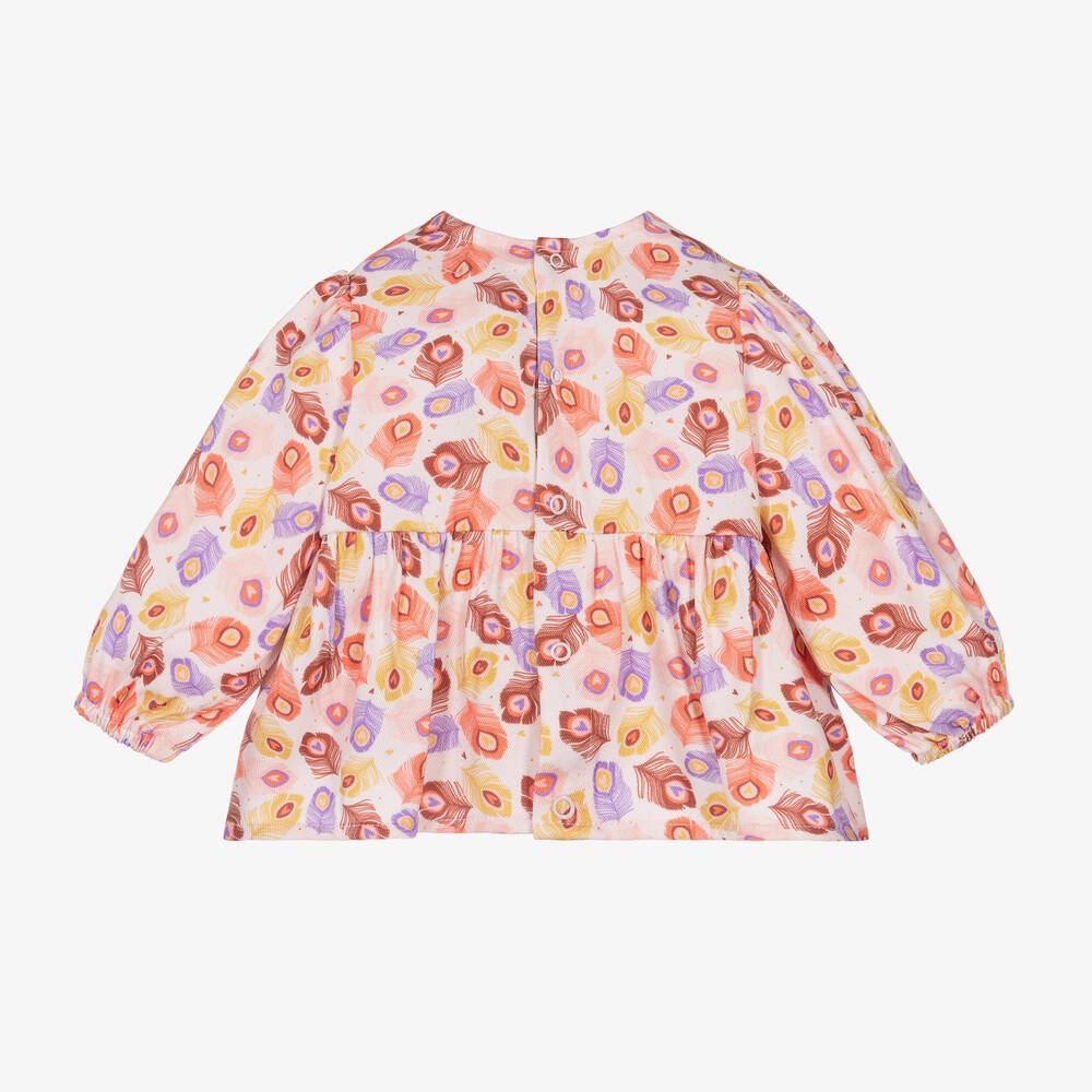 Carrément Beau-Girls Pink Feather Ruffle Blouse | Childrensalon Outlet