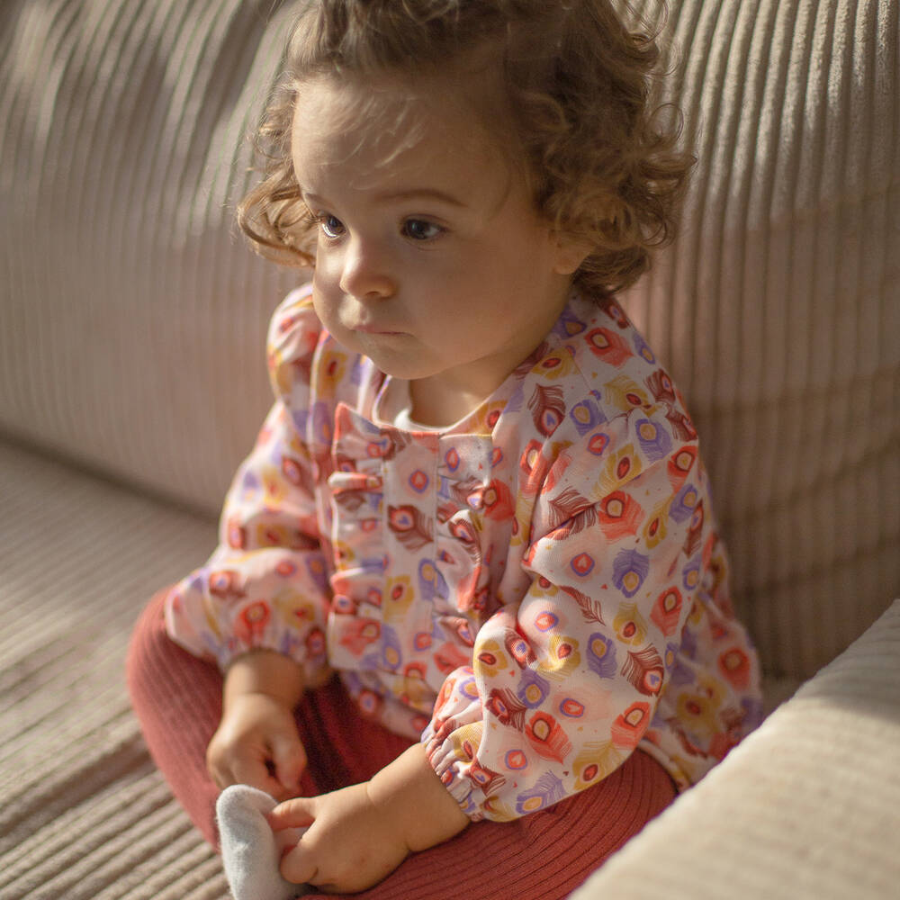 Carrément Beau-Girls Pink Feather Ruffle Blouse | Childrensalon Outlet