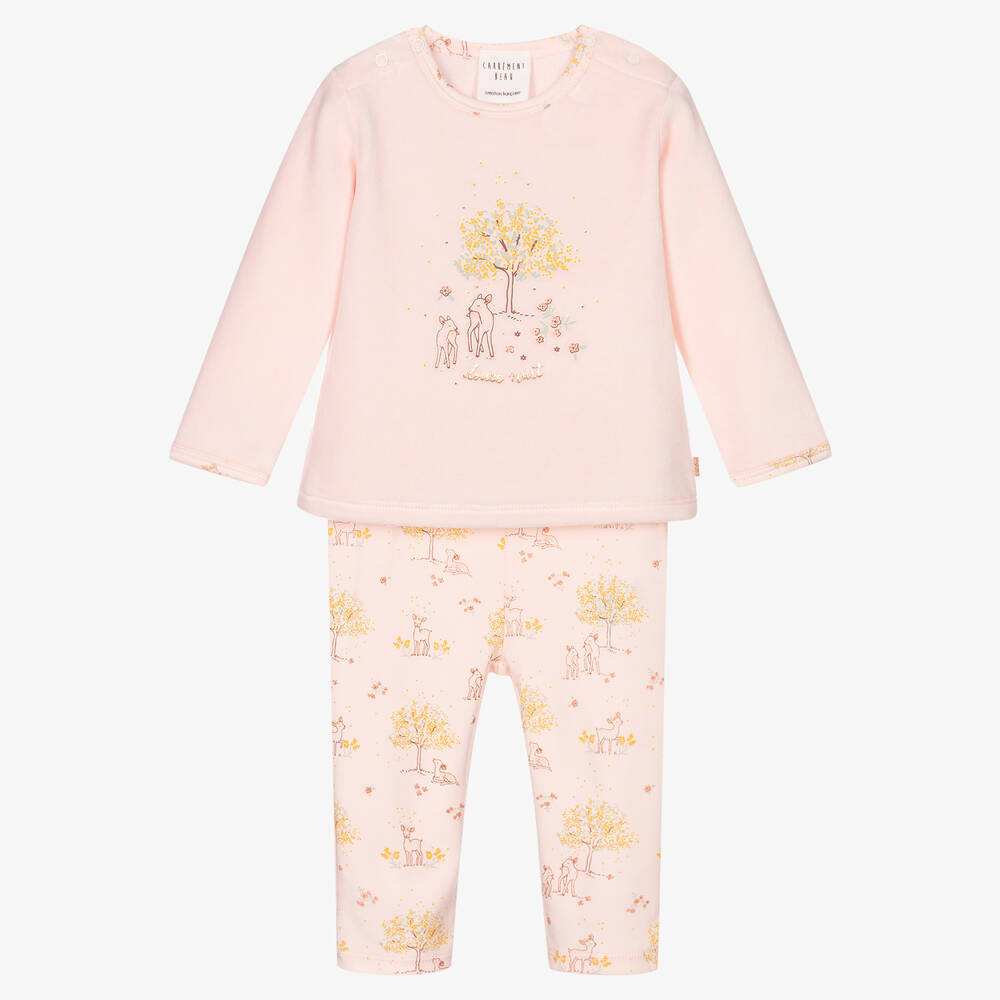 Carrément Beau - Girls Pink Floral Deer Pyjamas | Childrensalon
