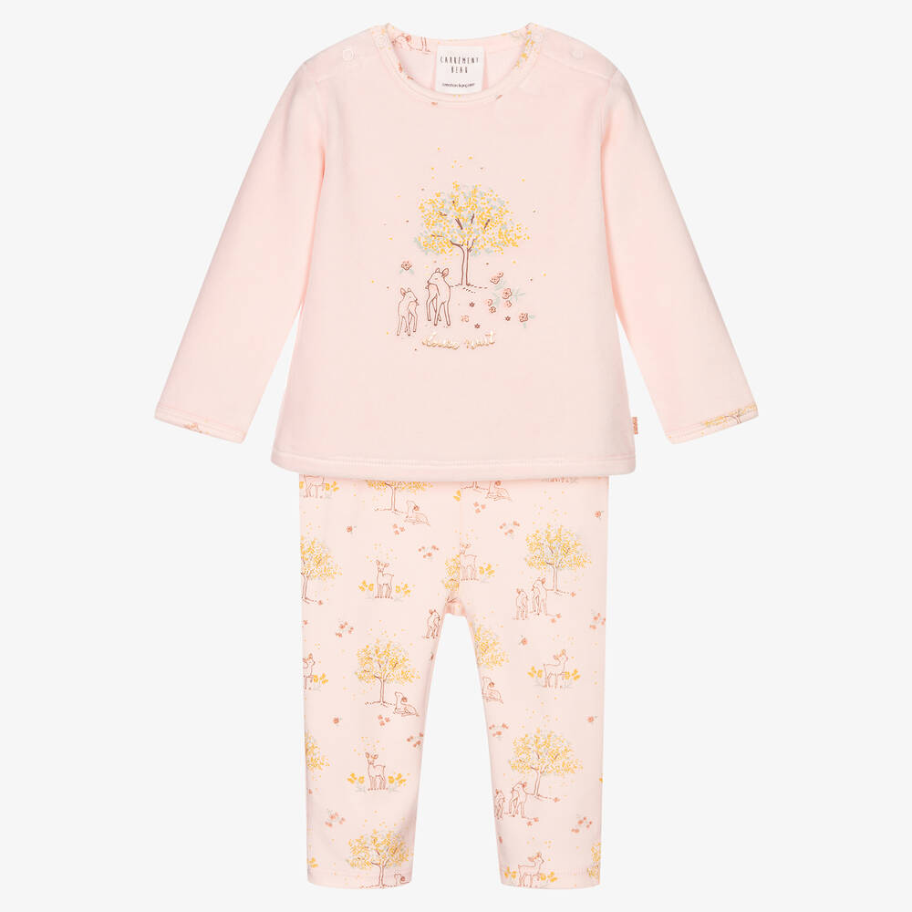 Carrément Beau - Rosa Schlafanzug mit Reh-Print (M) | Childrensalon