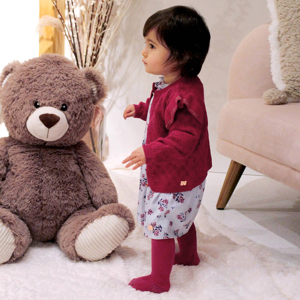 كاريمون بو-كارديغان قطن محبوك لون زهري داكن غليتر للبنات | Childrensalon Outlet