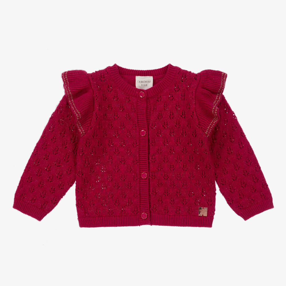 Carrément Beau - Girls Pink Glitter Cardigan | Childrensalon